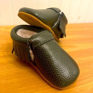 Monkey Feet Genuine Leather Baby Moccasin Dark Grey 6-12 Months